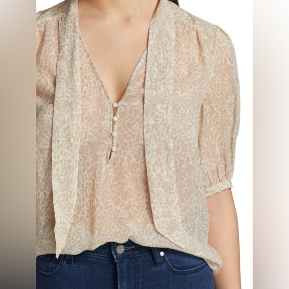 PAIGE | Esta silk Tieneck Blouse | size large - Picture 4 of 8